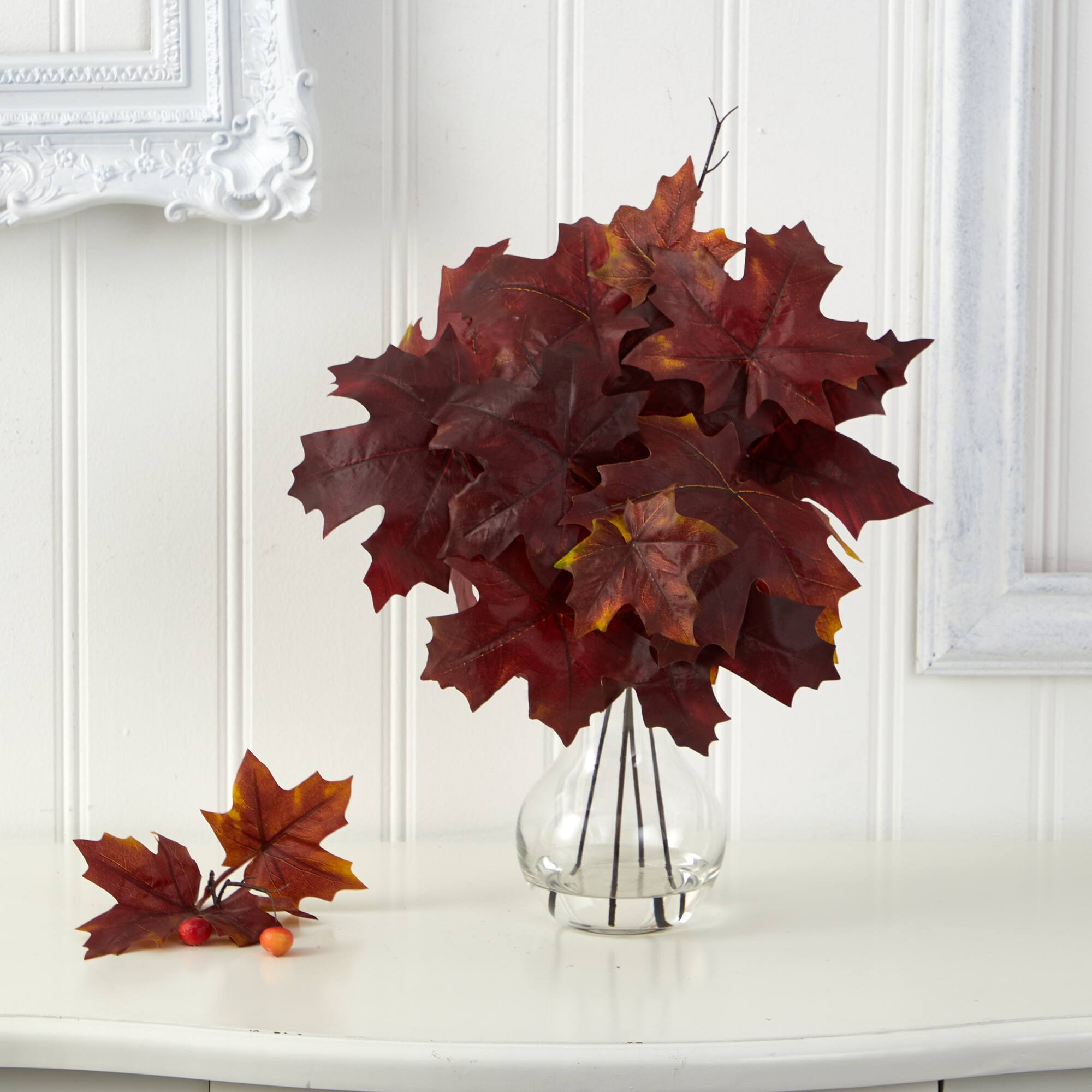 10" Autumn Maple Leaf Plant in Glass Planter
